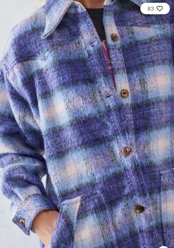 NEW Wrangler Oversized Western Jacket Coat Purple Check Urban Outfitters Size XL - Picture 4 of 15