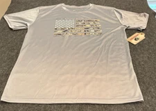 New Mens Size Medium Mossy Oak Gray Short Sleeve Graphic Flag Tee Shirt A3