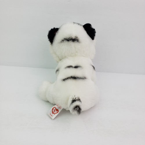 TY Velve Ty Tundra 2018 White Black Striped Tiger 6" Plush Beanie Stuffed Animal - Picture 2 of 5