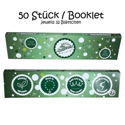 50 x 32 Blatt BROCCODILE King Size Slim BOX Long Paper aus Hanfpapier - green