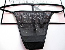 VICTORIA'S SECRET PINK Wink V-String Thong Panty VS Black Shine S M L XL Mesh