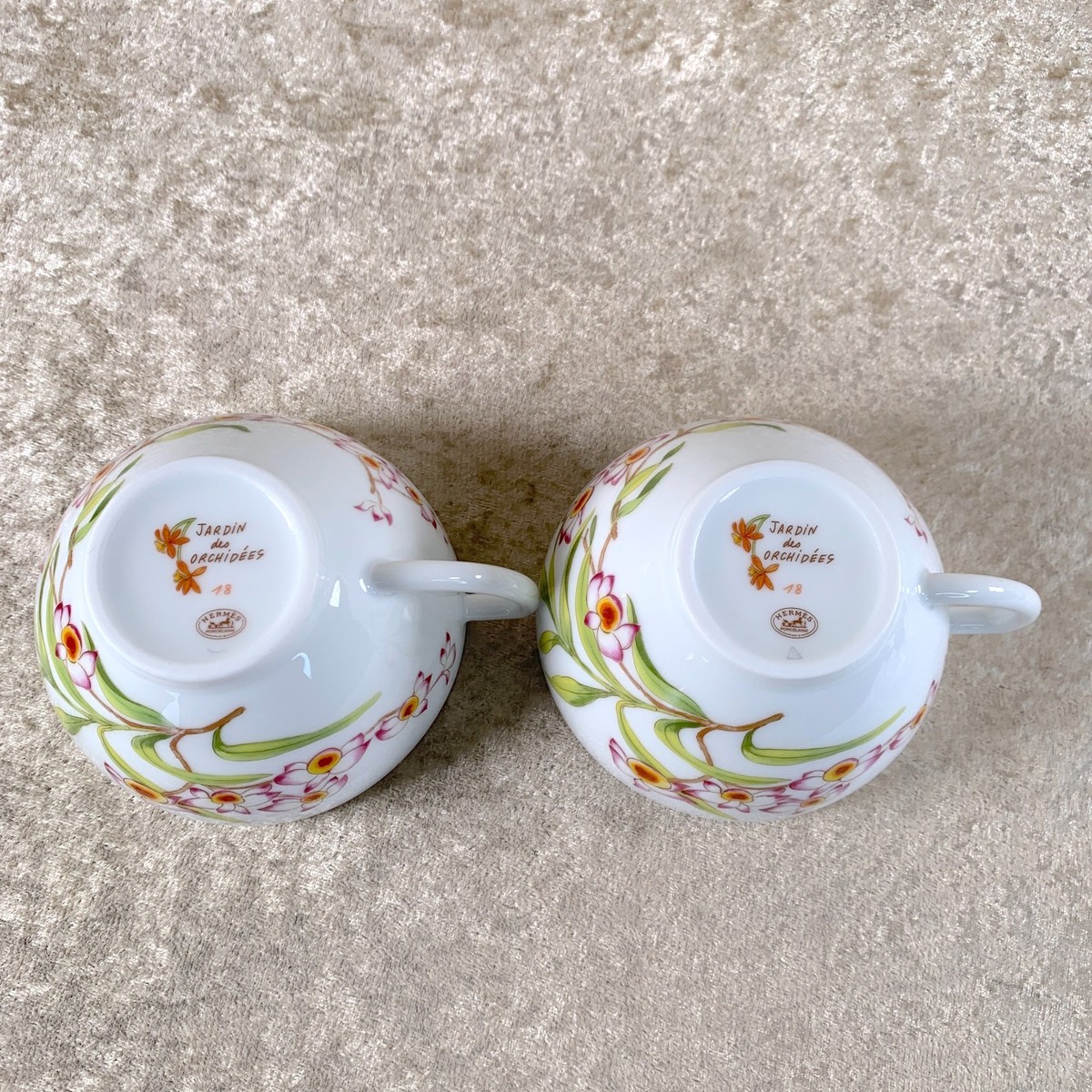 Hermes Jardin Des Orchidees No18 Tea Cup Saucer Porcelain