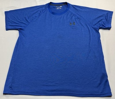 Under Armour Shirt Mens L Blue Heatgear Loose Short Sleeve Workout Polyester