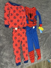 Marvel Spider-Man Boys 4T Pajama Set 4 Piece Red Blue Long Sleeve Graphic Print