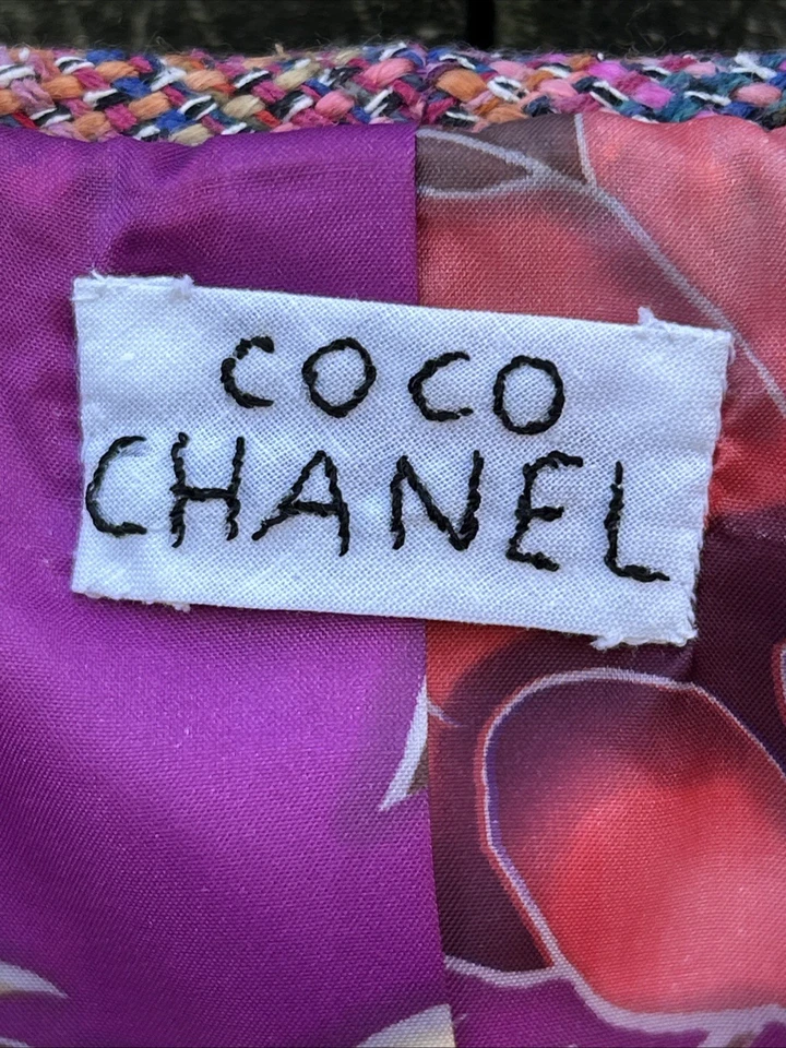 De colección COCO CHANEL Seda Arco Iris Fantasía Tweed Vestido Blazer Chaqueta Abrigo LG Foto 3 de 4