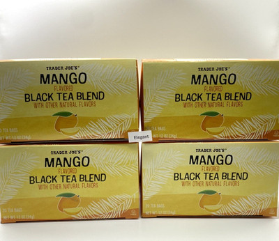 4 Packs Trader Joe's Mango Flavored Black Tea 20 Tea Bags Total 80 Tea Bags