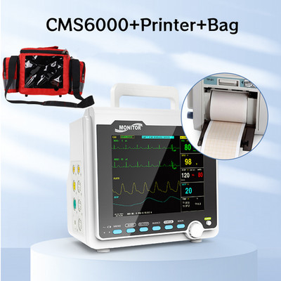 CMS6000 Patientenmonitor-Lebenszeichen-Monitor 6 Parameter+Printer+Bag