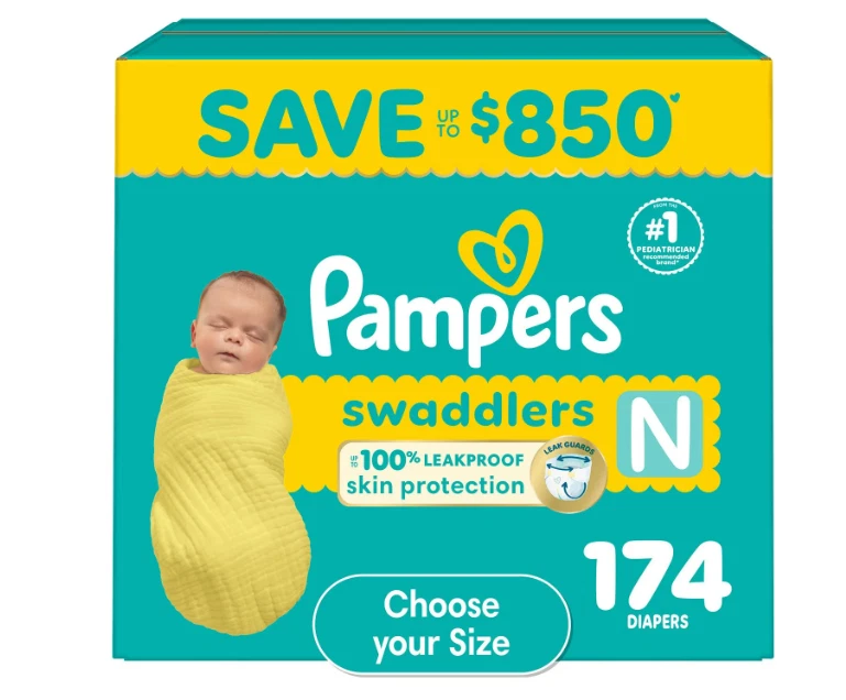 Pampers Swaddlers Diapers, Sizes Newborn, 174 CT