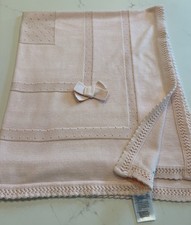 BABY Girl Blanket MAYORAL Pink Knit Cotton Blend Soft Crochet 34x39 EUC