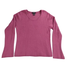 Y2K Xhilaration Pink Sweater L Stretch Angora Blend Ribbed Knit Long Sleeve