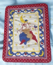 Vintage Baby Crib Quilt Blanket Stars Teddy Bear Baby Mom