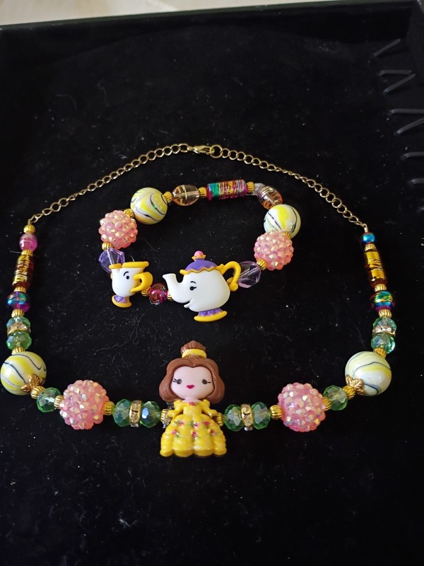 Baby Belle Necklace, Chip And Mrs Potts Beaded Bracelet Set