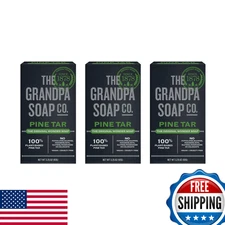 The Grandpa Soap Co. Pine Tar Bar Soap for Men - 3-in-1 Cleanser, Deodorizer, Mo