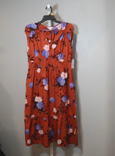 NWT Time and Tru Women's Size L 12-14 Rust w/Floral Design Midi Dress