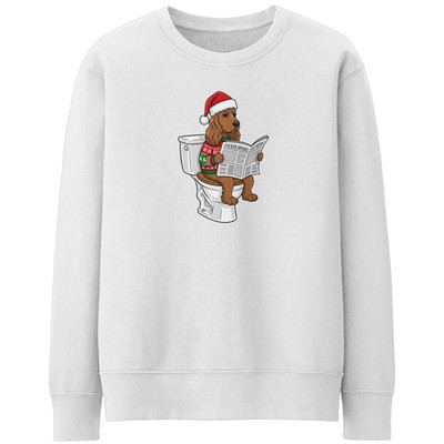 Christmas Cocker Spaniel Sweatshirt Lustig Hund Lesen Zeitung Weihnachtspullover M...