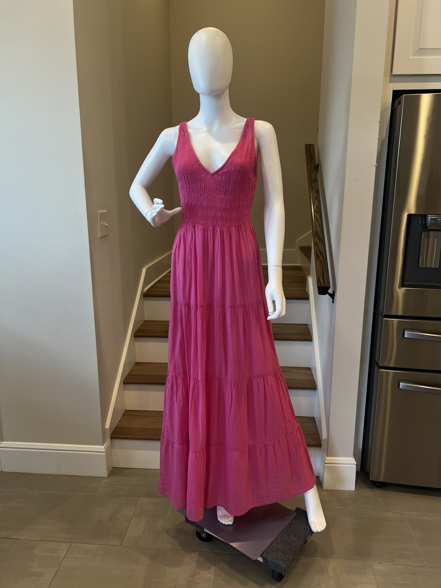 fuchsia flowy dress New Calzedonia Maxi Size M ropa mexicana tradicional