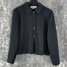 Allison Che Womens Size 10 Speckle Metal Button Blazer Jacket Long Sleeve Collar