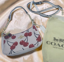 NEW COACH Teri Shoulder Bag Signature Canvas Cherry Print small purse trendy