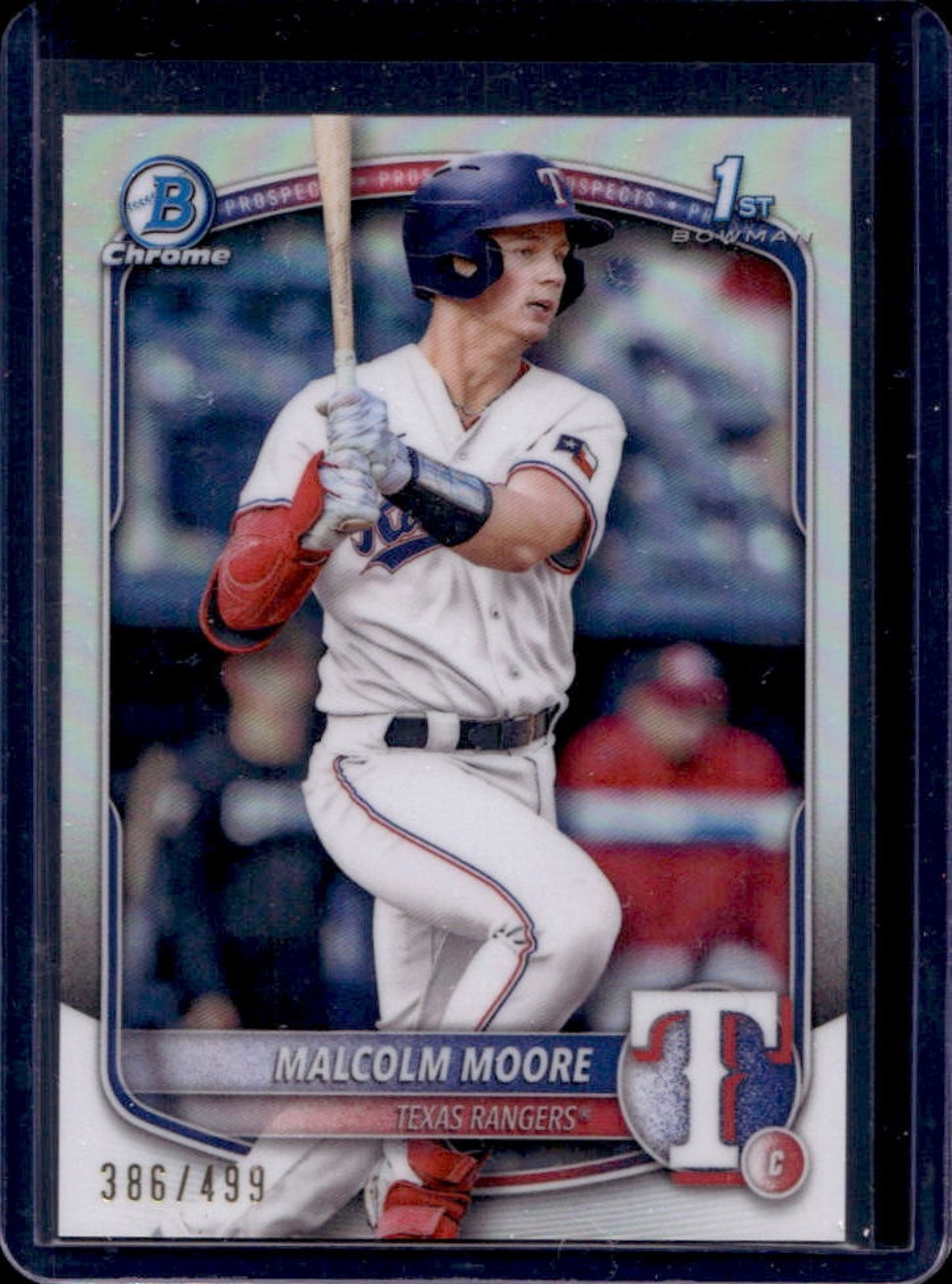 2025 Bowman Malcolm Moore Chrome Refractor 1st Prospect #/499 Rangers