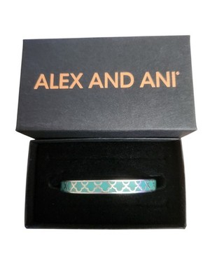 Alex and Ani Love Inspirational Iland Teal Silver Tone Cuff With Box Nwot