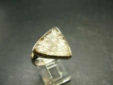 Libyan Desert Glass Tektite Silver Ring from Libya - Size 10 - 6.7 Grams