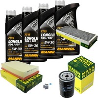 Mann Inspektionspaket 4L Mannol Longlife 5W-30 FüR Audi 80 2.0 E 1.6E Coupe