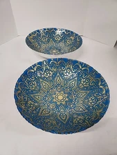 Sungmor 2PC Glass 12.5" Dia. Large Thick Glass Fruit Salad Bowls Moroccan Style