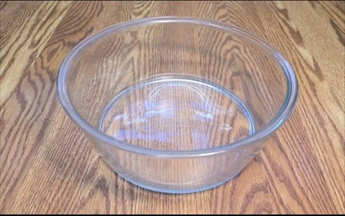 Pyrex # 8202 Clear Soda Lime Glass Fancy Flat Bottom 3 Qt Serving Bowl VGC