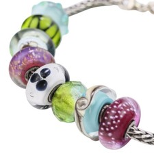Trollbeads 925 Glass Bead Bracelet, Silver, Multicolor Women USED