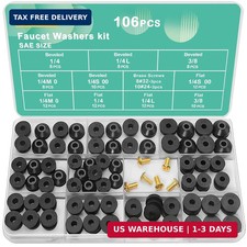 106 PCS Faucet Washer Assortment Kit with Assorted Flat and Beveled Rubber Washe