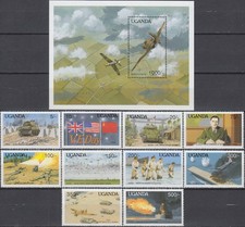 Uganda Set & S/S Major Events World War II 1990 MNH-23,50 Euro