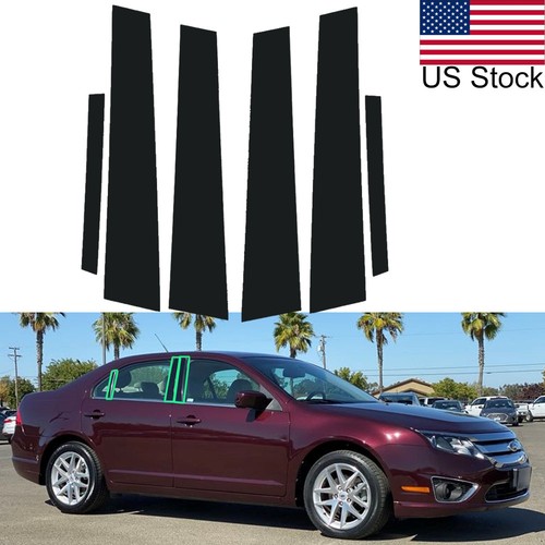 6pcs Glossy Black Pillar Post Window Cover For Ford Fusion & Mercury Milan 10-12