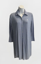 Lauren Ralph Lauren Knit Shirt Dress Women Small Blue Striped Button Up Collared