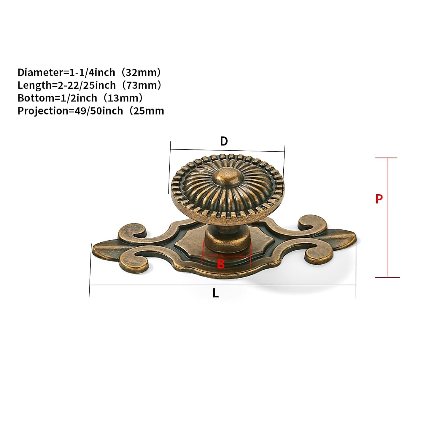 khtumeware 4 Pack Antique Brass Cabinet knobs Solid Heavy-Duty Vintage ...