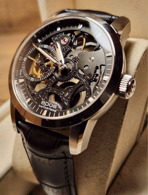EPOS Sophistiquee Emotion Skeleton Unitas6497 Manual Mens Watch Swiss 42mm