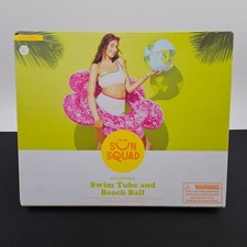 Sun Squad Inflatable Flower Swim Tube and Beach Ball Set New