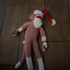 Santa Sock Monkey Stuffed Animal Toy Ozark Mountain Kids USA NOS With Tag