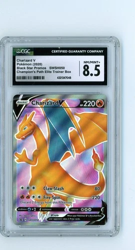 💥 CHARIZARD V Pokemon 2020 SWSH Black Star Promo Rare Holo # SWSH050 CGC 8.5