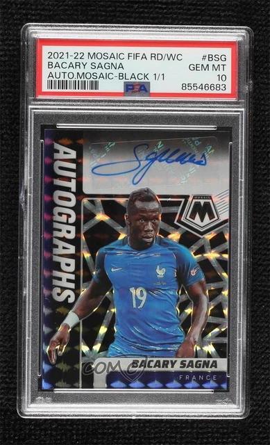 2021-22 Mosaic FIFA Road to World Cup Black Prizm 1/1 Bacary Sagna PSA 10 Auto