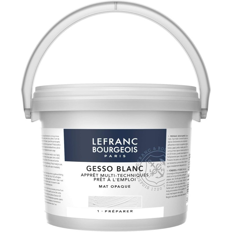 Gesso blanc Lefranc en pot de 2,5L pour préparer vos grandes toiles de peinture acrylique