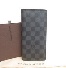 Authentic LOUIS VUITTON Damier Graphite Portefeuille Brazza Long Wallet F 54104