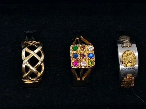 Vintage 14k Gold Plated Sterling Silver Ring Lot Of 3 Sizes 6 & 8 Horse 7.65g