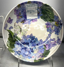 Juego De 4 Ensaladeras Melamina Floral Púrpura Hortensia Gruesa Shabby Chic Nuevo Con Etiquetas