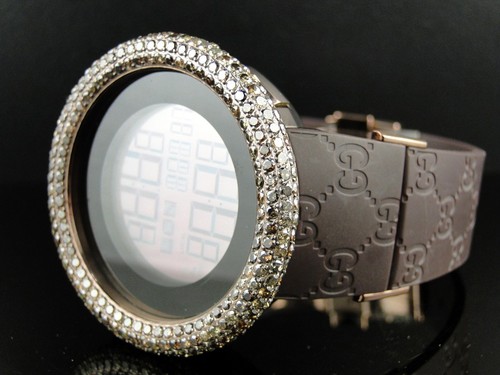 Gucci 数字ya114209 棕色钻石腕表 