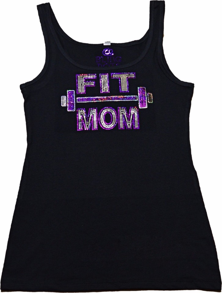 Tanker Top Loading Fit Mom Bling Shirt Sequins Tank Top glitter gym sports cross training ...