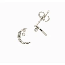  Diamond Crescent Moon Studs