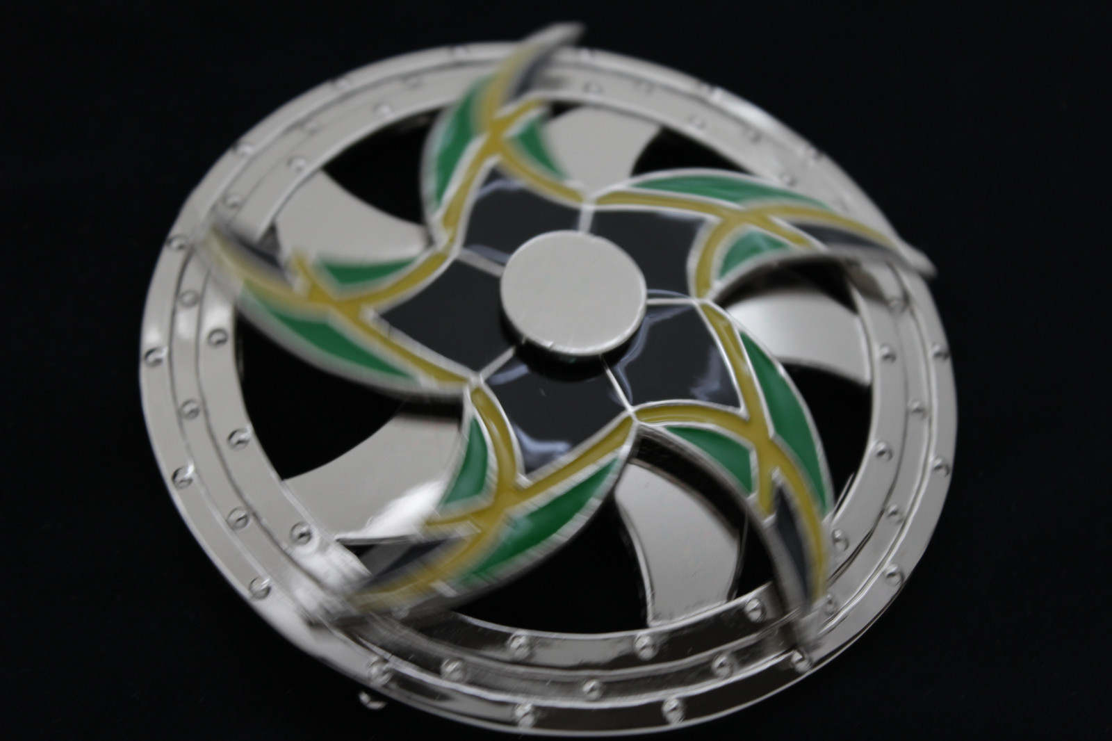 Men Silver Metal Belt Buckle Round Spinning Arrow Star Brazil Flag