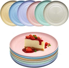 6 Pack 6-Inch Wheat Straw Plates, Deep Dinner Plates, Assorted Colors