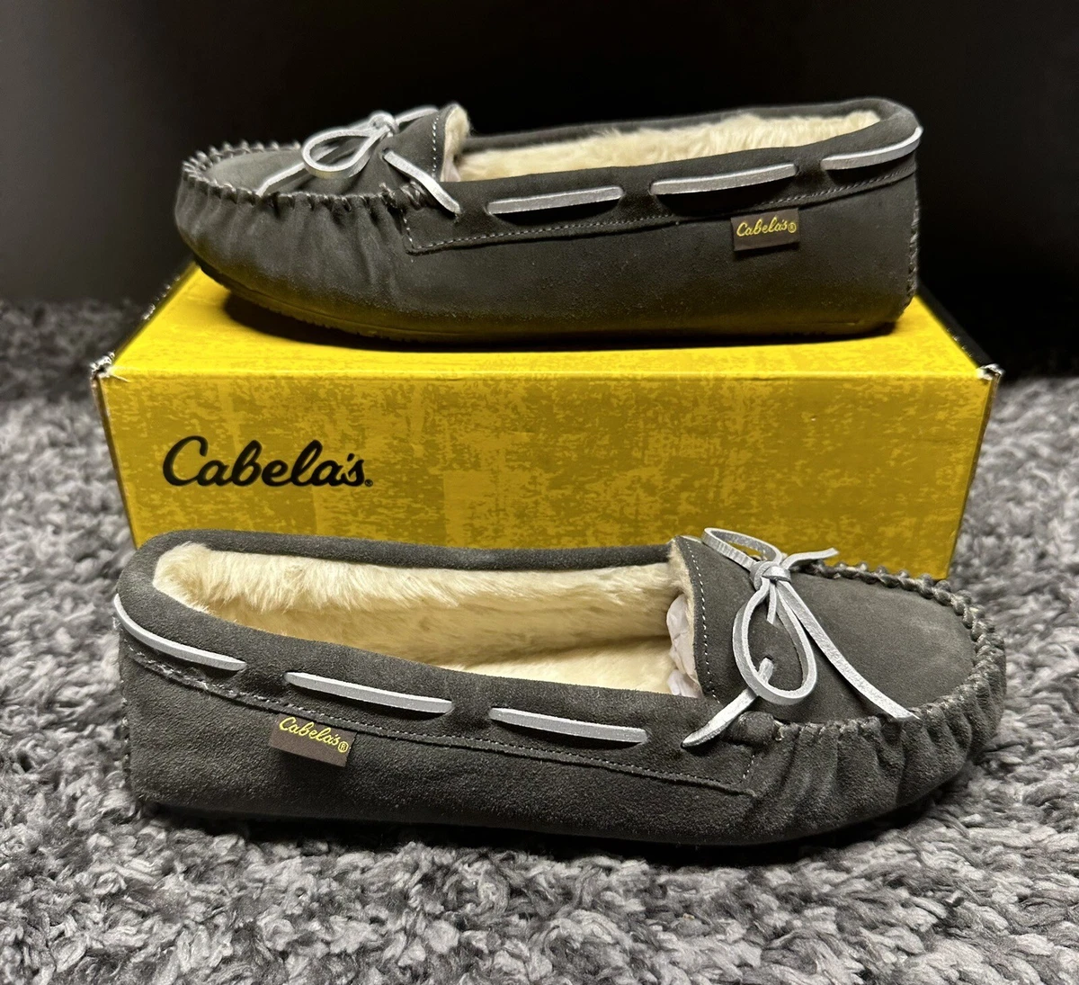 Cabelas Slippers Shoes Womens 10 Grey Short Moc Toe Shearling