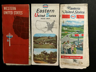 Vintage STANDARD 1968 Western US, BORON 1969 Easern US Esso East 1970 Road Maps 